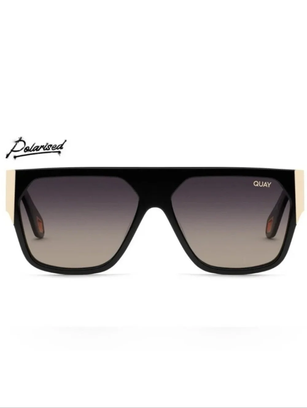Quay Australia GO OFF POLARIZED SUNGLASSES BLACK SMOKE TAUPE BNWT RETIRED $120